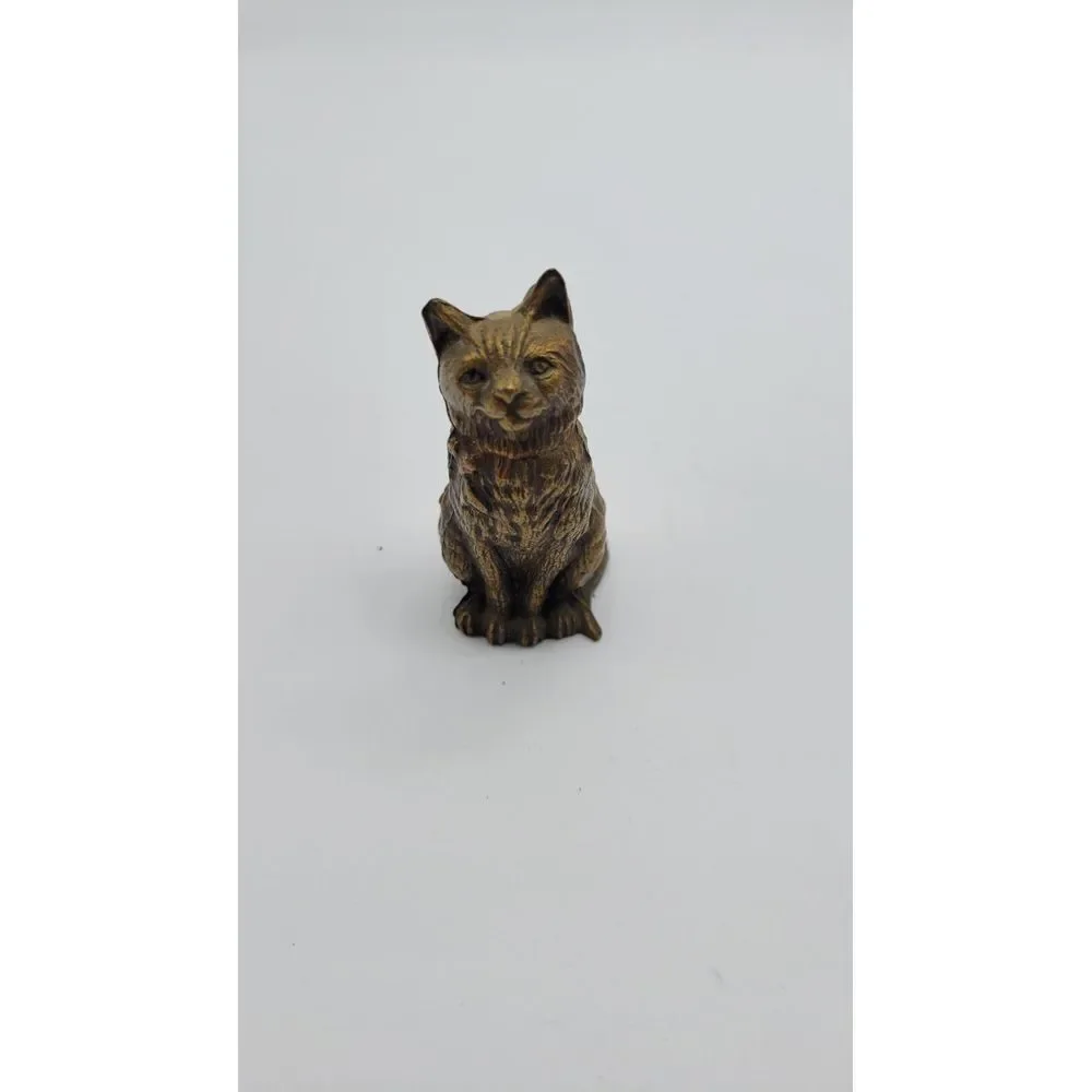Vintage Brass‎ Look Resin Kitty Figurine Cat cute